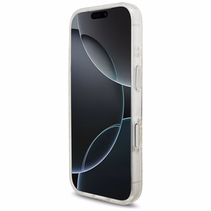 Guess IML Flowers Electro Pearl Dirželis Magnētinis dėklas telefonui iPhone 17 Pro - baltas