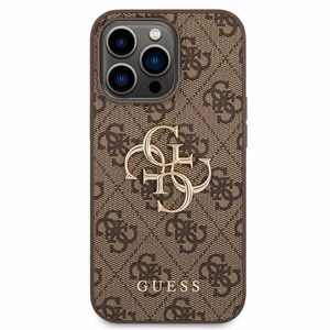 Guess 4G Big Metal Logo dėklas telefonui iPhone 14 Pro - rudas