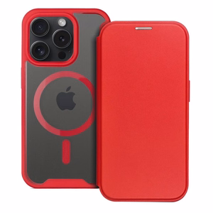 SMART MAG knygos tipo dėklas telefonui, suderinamas su MagSafe, IPHONE 15 Pro Max, raudonas