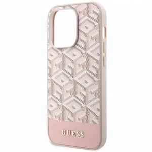 Guess GUHMP14LHGCFSEP iPhone 14 Pro 6.1" rožinė/rožinė kietas dėklas GCube Stripes MagSafe
