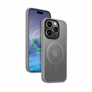 Crong Hybrid Frost MAG Cover dėklas, skirtas iPhone 15 Pro, suderinamas su MagSafe, pilkas