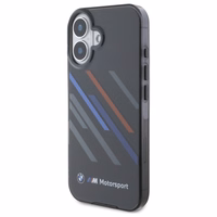 BMW Motosport IML atsitiktinės juostos iPhone 16 Plus dėklas - juodas
