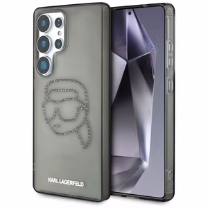 Karl Lagerfeld dėklas telefonui su kalnų krištolais Karl Head logotipu Samsung Galaxy S25 Ultra juodas