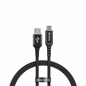 Crong Armor Link USB-A–USB-C laidas, 1.5 m, 60 W / 3 A, juodas