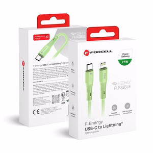FORCELL F-ENERGY C346 kabelis Type C į Lightning PD 3A 27W Silicone 1 m žalias