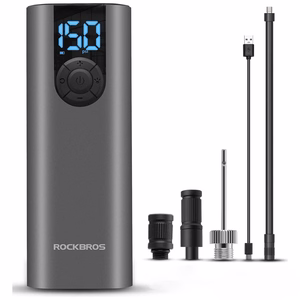 Rockbros 42720001001 elektrinė dviračio pompa su LED ekranu + USB-C - USB-A laidas - juoda
