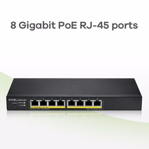 Zyxel GS1915-8EP Valdomas L2 Gigabit Ethernet (10/100/1000) Maitinimas per Eternetą (PoE) Juoda