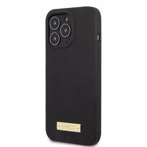 Guess GUHMP13LSPLK iPhone 13 Pro / 13 6.1" black/black hard case Silicone Logo Plate MagSafe