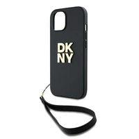 DKNY Dėklas telefonui su dirželiu ir logotipu iPhone 15 Plus - juodas