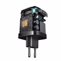 Joyroom JR-TCL02 65W USB-A USB-C GaN įkroviklis su įmontuotu USB-C kabeliu - juodas