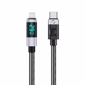 Orico LDC2L USB-C–Lightning PD, 29 W, 480 Mbps laidas su LED ekranu, 2 m – juodas