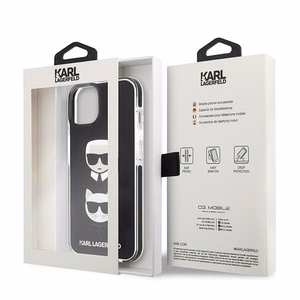 Karl Lagerfeld KLHCP13STPE2TK iPhone 13 mini 5,4 "juodas kietas dėklas Karl & Choupette Head