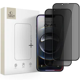 Tech-Protect Anti Spy Apsauginis stiklas Pro+ 2 rinkinys iPhone 16e / 14 / 13 Pro / 13 - juodas