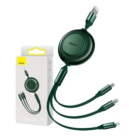 "Baseus Bright Mirror 2", USB 3-in-1 kabelis, skirtas micro USB / USB-C / "Lightning" 3,5 A 1,1 m (žalias)