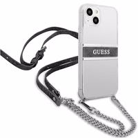Guess GUHCP13SKC4GBSI iPhone 13 mini 5.4" Permatomas kietas dėklas 4G Pilkas Dirželis Sidabrinė Grandinė