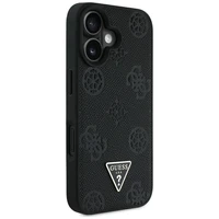 Guess Grained Hot Stamp Peony trikampio logotipo magnetinis dėklas telefonui iPhone 16 - juodas