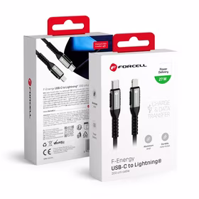 FORCELL F-ENERGY C259 kabelis Type C į Lightning PD 3A 27W Cafule 2 m juodas