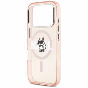 KARL LAGERFELD dėklas telefonui IPHONE 17 Pro, suderinamas su magnetiniu MagSafe (KLHMP17LHGCHGKBP, IML Choupette Sketch Logo) rožinis