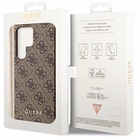 Guess GUHCS23LG4GFBR S23 Ultra S918 rudas/rudas kietas dėklas 4G Metalinis Auksinis Logotipas