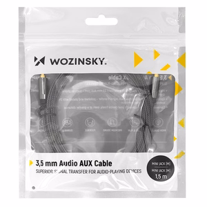 Wozinsky universalus mini jack kabelis 2x AUX kabelis 1.5m juodas