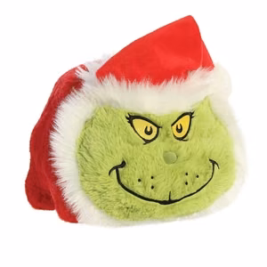 Grinch Spudsters Kalėdų Senelio kostiumu vilkintis pliušinis žaislas-pagalvėlė, 25 cm