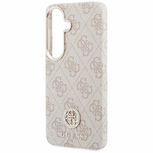 Guess dėklas 4G Rhinestone Round Logo MagSafe skirtas Samsung Galaxy S26 Plus rožinis