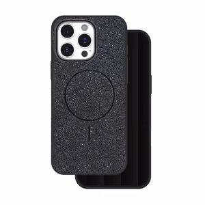 Blizgus plonas magnetinis dėklas telefonui iPhone 15 Pro 6,1" juodas