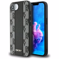 DKNY odinis languotas mono raštas Magnetinis iPhone 16e dėklas - juodas