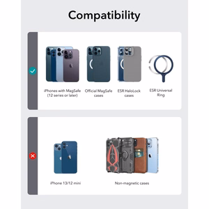 ESR Classic su RFID apsauga magnetinis „MagSafe“ kortelių dėklas telefonui su stovu – juodas