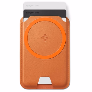 Spigen Valentinus MagFit+ magnetinis „MagSafe“ kortelių dėklas telefonui – oranžinis