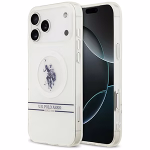 US Polo DH ir apatinės juostos logotipo MagSafe dėklas telefonui iPhone 17 Pro Max - baltas