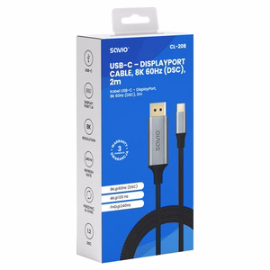 Savio CL-208 USB laidas USB 3.2 Gen 1 (3.1 Gen 1) 2 m USB C juodas, pilkas