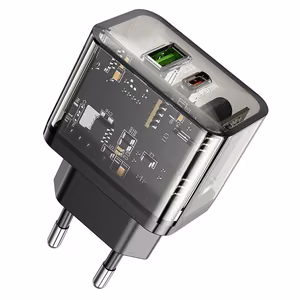 Įkroviklis telefonui Hoco USB A + USB C QC3.0 PD 3A 20W N34 skaidrus