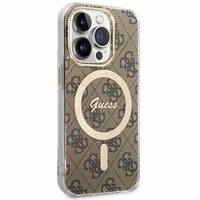 Guess IML 4G magnetinis dėklas telefonui iPhone 15 Pro - rudas
