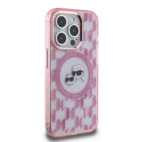 Karl Lagerfeld IML Monograma Karl & Choupette Galva Magnetinis Dėklas telefonui iPhone 15 Pro - rožinis