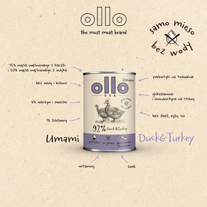 OLLO Umami Duck and turkey - drėgnas ėdalas šunims - 850g