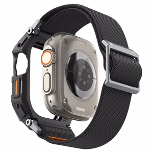Spigen Lite Fit Pro dirželis ir grūdinto stiklo ekrano apsauga Apple Watch Ultra 49 mm, juodi