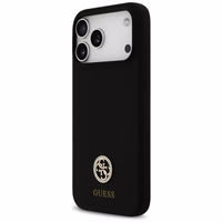 Guess Silikoninis Logo Strass 4G MagSafe Dėklas for iPhone 17 Pro Max - juodas