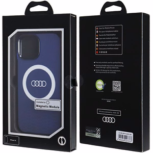 Audi IML Magnetinis dėklas su dideliu logotipu telefonui iPhone 15/14/13 - mėlynas