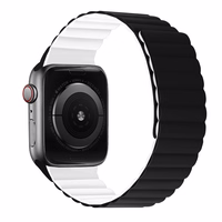 Silikoninis magnetinis dirželis Apple Watch 38/40/41 dvipusis dizainas 2 baltas-juodas