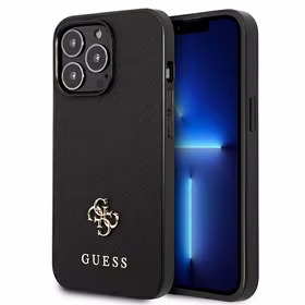 Guess Saffiano 4G Small Metal Logo dėklas telefonui iPhone 13 Pro / 13 6.1" - juoda