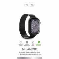 Puro „MILANESE“ dirželis Apple Watch 42 / 44 / 45 / 49 mm – juodos spalvos