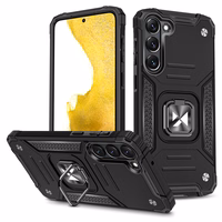 Wozinsky Ring Armor dėklas telefonui Samsung Galaxy S23 šarvuotas dėklas su magnetiniu laikikliu ir žiedu juodas