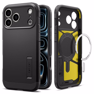 Spigen Tough Armor MagSafe dėklas, skirtas iPhone 18 Pro / 17 Pro – spalva: juoda