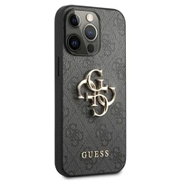 Guess GUHCP13L4GMGGR iPhone 13 Pro / iPhone 13 6.1 pilkas kietasis dėklas 4G Big Metal Logo