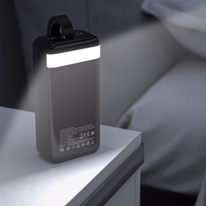 Wozinsky W8-W 30000 mAh 30W išorinė baterija, 2x USB-A, USB-C, su žibintuvėliu, juoda