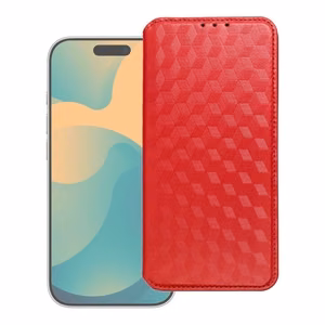 Raudonas Cubic Book atverčiamas dėklas, skirtas Motorola G57 POWER