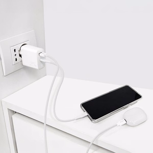 Puro 25W Power Delivery USB-A USB-C sieninis įkroviklis - baltas