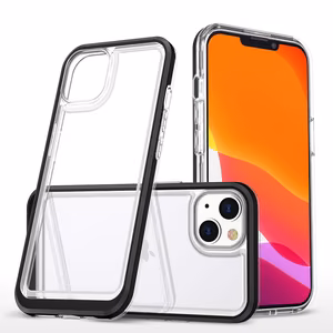 Skaidrus 3in1 dėklas iPhone 14 silikoninis dangtelis su rėmeliu juodas