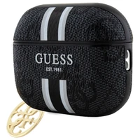 Guess GUAP2P4RPSK AirPods Pro 2 (2022/2023) dėklas juodas 4G Printed Stripes Charm